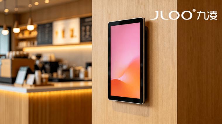 九凌jloo 27寸超薄高色域广告机厂家 超薄纯平办公前台壁挂屏测评